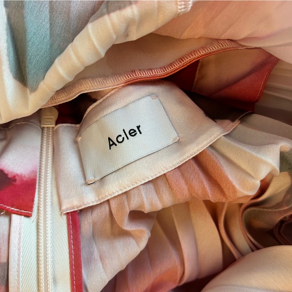 NEW Acler Dalliey Midi Long Sleeves Dress AU8/US4 Red Pink Abstract Floral Blush - Picture 7 of 12